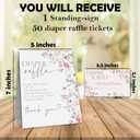 Baby Shower Diaper Raffle Game Set,Baby Shower Game Kit,Watercolor Flower Theme 1 Standing Sign & 50 Raffle Tickets,Baby Announcement,Gender Reveal Party Decorations & Supplies-A02