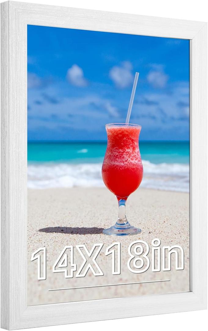 14x18 Frame Rustic White, Distressed 18x14 Picture Frame, Art Pic Hanging Poster Frame, 14 by 18 Gallery Family Concert Portrait Wall Photo Frame Anniversary/Birthday/Wedding/Thank you/Christmas Gift