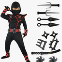 Spooktacular Creations Halloween Ninja Costume, Ninja Outfit Set for Kids, Halloween Costumes for Boys Dress Up Party S(5-7YRS)