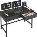 VERMESS Small Desk with Wood Drawers, 40 Inch Computer Desk for Bedroom, Vanity Makeup Desks, Kids Desks for Small Space with Storage for Home Office, Study Writing Simple Computer Table, Black