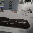 Elite Gourmet EDB-302BF# Countertop Double Cast Iron Burner, 1500 Watts Electric Hot Plate, Temperature Controls, Power Indicator Lights, Easy to Clean, Black