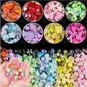 Assorted 400PCS Mix Acrylic Beads for Bracelet Making, Flower Bow Butterfly Candy Heart Gummy Bear Kawaii Aesthetic Beads,Cute Bead for Jewelry Making DIY Necklace Keychain Phone Charms (8 COLOR SERIES-Pink+Blue+Purple+Green+Orange+Yellow+Rose Pink+Red)