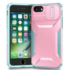 Yerebel Case for iPhone SE 2022/SE 3 2022/SE 2020/iPhone 7/iPhone 8/iPhone 6/6S Case with Slide Camera Cover, Military Grade Non-Slip Heavy Duty Rugged Protective Phone Cover for iPhone 8 PC Pink
