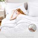 CozyLux King Size Comforter Set White - 7 Pieces Bed in a Bag, Modern Vertical Quilted Room Decor, Soft All-Season Bedding Gift with Comforter, Sheets, Pillowcases & Shams