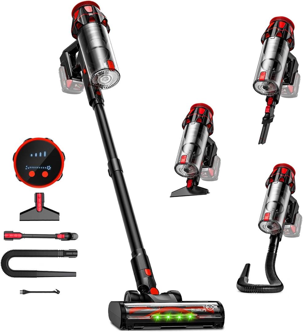 Cordless Vacuum Cleaner for Milwaukee Battery, 45KPA 400W Self-Standing Stick Vacuum with Green Dust Light, Anti-Tangle Brush Lightweight Vacuum for Home, Garage, Workshop, Pet(Battery Not Included)