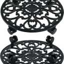 2 Packs 14 Inch Rolling Plant Stand with Wheels Metal Plant Caddy with Wheels Heavy Duty Round Plant Stand Indoor Iron Plants Rollers for Plants, Plant Dolly Planter Caddies