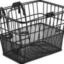 Retrospec Apollo Detachable Front Bike Basket Steel Half-Mesh with Integrated Detachable Hooks and Built-In Handle, Easy Assembly and Portability for Bicycles (Black)