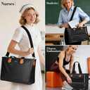 Work Tote Bag for Women, 15.6" Laptop Bags with Insulated Food Compartment, Small Purse& Shoulder Strap, Large Leather Quilted Totes for Office,Travel, Black