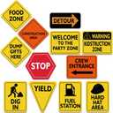 WERNNSAI Construction Signs Party Decorations - 12 PCS Size 8 Traffic Road Signs Cutouts for Boys Kids Birthday Party Baby Shower Under Construction Theme Party Supplies
