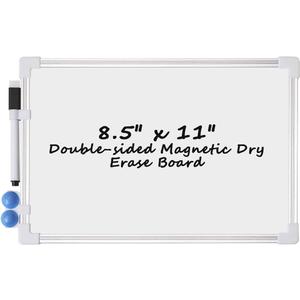 Small Dry Erase Whiteboard 8.5" x 11", Double Sided Aluminum Frame Magnetic White Board, Handheld Whiteboard with Marker and Magnets, Mini White Board for School, Home, Office