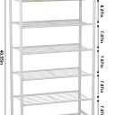 HOMEFORT Shoe Rack 6-Tier, Shoe Storage Shelf, Industrial Shoe Tower, Narrow Shoe Organizer for Closet Entryway, Small Shoe Rack Table with Durable Metal Shelves,White Oak