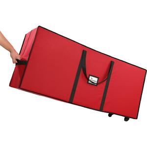 Sattiyrch Christmas Tree Storage Bag, Fits Up to 7.5 ft Tall Artificial Tree, Heavy Duty 600D Canvas Red Rolling Tree Storage Bag with Sleek Dual Zipper and Durable Handles, 45" x 15" x 20",  Red