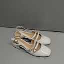 Coutgo Womens Mary Jane Chunky Low Heels Slingback Pumps Closed Square Toe Wedding Dress Shoes (6.5, White)