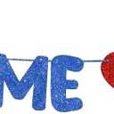 Fulmoon Pre Strung Welcome Back Glitter Banner First Day of School Party Decorations Funny Classroom Decor Welcome Back Sign for Coworkers Retiring from the Army Decorations(Blue, Red)