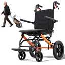 ProTraverse Wheelchairs for Adults,Transport Wheelchair Lightweight Foldable with Removable Cushion,Ergonomic Transfer Chair with 12-inch Rear Wheels for All Terrains,Travel Wheelchair, Orange