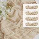 FEXIA Beige Cheesecloth Table Runner 1pc&3pcs 35x120 Inches for Baby Bridal Shower Decoration Gauze Rustic Spring Easter Table Runner for Wedding Party First Communion Centerpiece Engagement