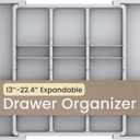 Gray Expandable Utensil Drawer Organizer 2 Pack, Adjustable 13 to 22.4, 5 Compartment Silverware Organizer for Kitchen Utensils, Spatulas, Cutlery, and Tools, Easy to Clean, Durable, and BPA-Free
