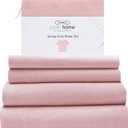 Posh Home Jersey Knit Sheet Set 4-Piece Breathable & Soft Cotton Jersey Bed Sheets - Includes Flat Sheet, Fitted Sheet, & 2 Pillowcases - Full Size, Pink