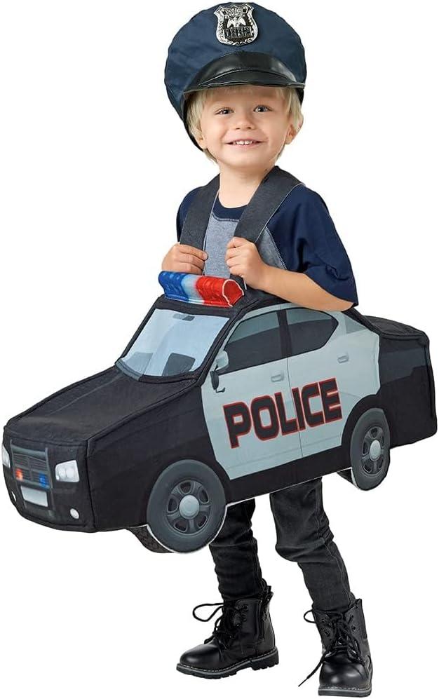 Toddler Police Car Costume,Funny Cosplay Onesie with Police Hat, Halloween Dress Up Gifts for Kids, For 2-4T Toddler