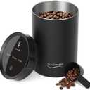 Vacuum Coffee Canister, 1.6L Stainless Steel Airtight Coffee Storage | Electric Auto Vacuum Seal Lid with Touch Screen, Airtight Design for Coffee Beans,Grounds,Food Preservation,Black
