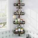 HEVEL Corner Shower Caddy Tension Pole, 4 Tier Adjustable Shower Organizer Corner 62-115 Inch, Rustproof Bathroom Shower Shelves for Bathtub Storage,Bronze