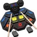 Electronic Drum Set - YUOIOYU Electric Drum Set Roll Up Portable Drum Kit MIDI Practice Drum Pad with Dual Built-in Speaker, Drum Sticks and Pedals, Christmas Birthday Gift for Kids Adult (Colorful)