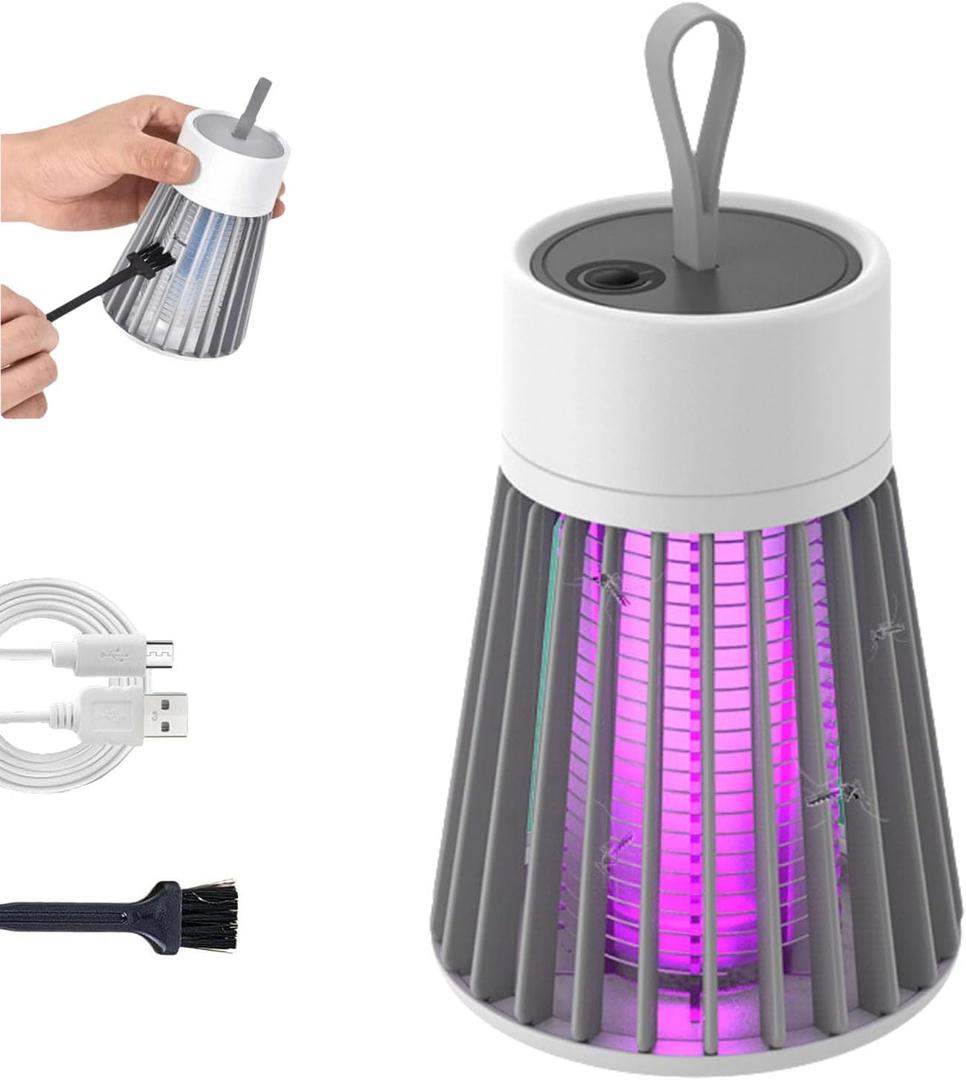 Zapfie Mosquito Zapper, New Portable Waterproof Camping Zapfie Mosquito Lamp with Handle, Over 20 Square Meters Large Range, USB Charing and Ultra-Quiet Operation for Outdoor, Indoor (Gray)