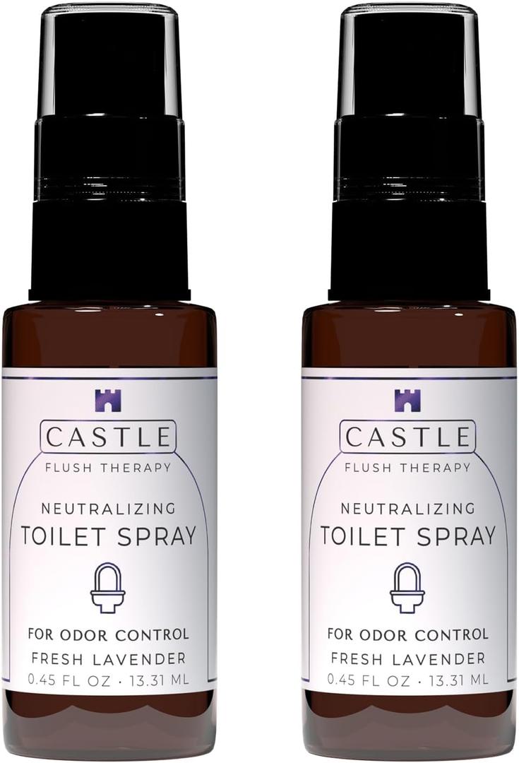 Toilet Spray For Poop 0.45oz (2 Pack) Fresh Lavender - Travel Bathroom Spray Odor Eliminator Natural Bathroom Odor Eliminator Portable Toilet Deodorizer Freshener Travel Size Air Freshener For Home