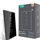 MoesGo WiFi Smart Wall Light Switch,Glass Panel, Multi-Control(3 Way), 2.4GHz Wi-Fi Touch Switches, Neutral Wire Required, Remote Control Smart Life/Tuya App, Work with Alexa, Google Home Black 4 Gang