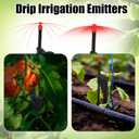 25 Pcs 12.8 Inch Drip Irrigation Stakes with 360 Degree Sprayer Emitters and Sprinkler Extension Riser for 1/4 Inch Drip Tubing Micro Sprinkler Heads Stakes for Garden Watering System, Red
