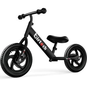 Birtech Balance Bike for 2,3,4,5 Year Old Kids, 12 Inch Toddler Balance Bike Kids Indoor Outdoor Toys, No Pedal Training Bicycle with Adjustable Seat Height, Airless Tire, Black