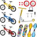 Sumind 18 Pcs Mini Finger Toys Set Includes Finger Skateboards, Bikes, Mini Scooters and Matched Wheels and Tools Accessories Fingertip Movement Educational Toys for Kids Gifts Party Favors