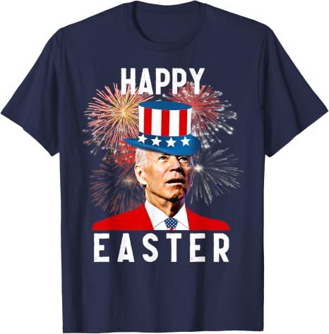 Joe Biden Happy Easter for Funny 4th of July T-Shirt (Brown, L)