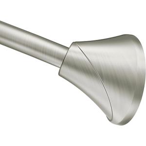 Moen Brushed Nickel 5-Foot Adjustable Tension Single Curved Shower Curtain Rod for Bathroom Shower, CSR2172BN (Brushed Nickel)