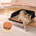 Jotesnew Stainless Steel Cat Litter Box, Odor Free High-Sided Metal Litter Box for Large Cats, Open Top Low Entry Litter Pan Design, Anti-Urine Leakage, Non-Stick, Easy to Clean, Scoop Included, Black