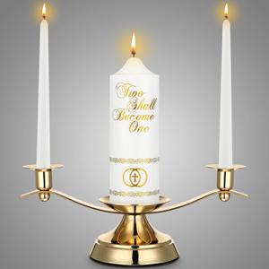 Irenare Unity Candles with Holder for Wedding Ceremony Wedding Decortions Accessories Glass Candle Holder Pillar Candle for Formal Events Church(Elegant)