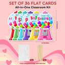 7 x Gumball Valentines Cards - 36 Packs Gumball Machine DIY Valentine's Day Cards Exchange for Kids School, Boys, Girls, Toddlers, Party Favors - 3.2''x 4.7'' 6 Card Designs (Candy Not Included)