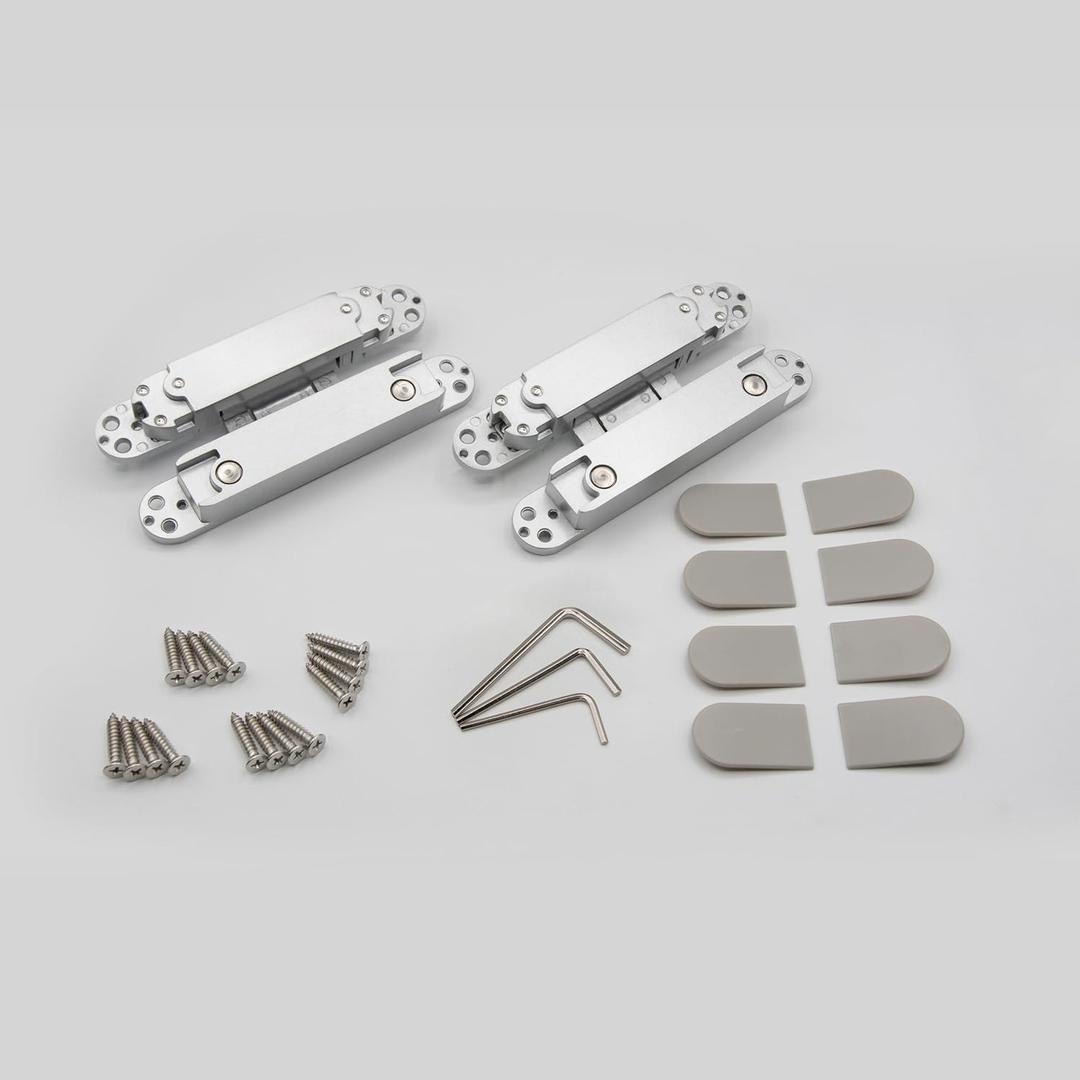 2 Heavy Duty Hidden Door Invisible Concealed Hinge 180 Degree Swing Heavy Duty Zinc Alloy for Your Interior or Exterior Door Make Your Door Way More Structure and Secure (Clear)