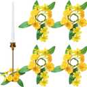 3 x Suncalla 4 Pcs 1.25'' Mini Spring Taper Candle Ring Mini Yellow Daisy Candle Rings for Tapers Small Artificial Flower Candles Holder Wreath for Spring Table Centerpiece Home Party