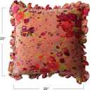 Creative Co-Op Cotton Velvet Printed Pillow with Floral Pattern, Chambray Back and Ruffle, Multicolor, Square