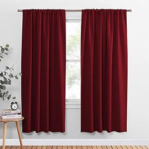 PONY DANCE Home Decor Curtains Set - Window Drapes Thermal Curtain Rod Pocket Xmas New Year Room Darkening Panels/Window Treatments Light Blocking for Living Room, 42 W x 72 L, Red, 2 PCs