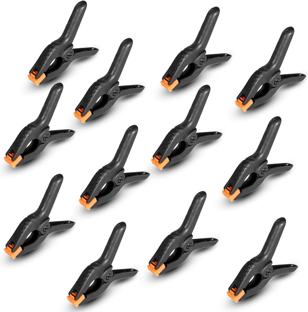 Spring Clamps 12 Pack, 3.5 inch Spring Clips for Crafts & Professional Backdrop Clips, Heavy Duty Plastic Clamps for Woodworking
