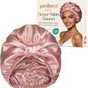 YANIBEST Adjustable Satin Bonnet for Sleeping with Elastic Band, Double Layer Hair Wrap for Natural Curly Hair, Reduce Frizz