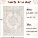 Area Rug 10x14 Vintage Rug: Large Washable Indoor Medallion Rugs Low Pile Distressed Floor Carpet Retro Accent Rug for Living Room Bedroom Dining Room Home Office(Beige, 10'x14')