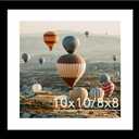 10x10 Picture Frame With Mat, Display 8x8 With Mat or 10x10 Without, Wood Square Photo Frame for Wall Hanging, 1 Pack, Black