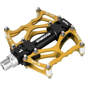 ROCKBROS Mountain Bike Pedals MTB Pedals CNC Non-Slip Lightweight Aluminum Alloy Bicycle Pedals Sealed Bearings Bicycle Platform Pedals 9/16" BMX Road Bike Pedal (Gold)