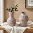 Bud Vases Set of 2, Ceramic Flower Vase Small Vase for Flowers Stereo Grain Decorative Vases for Home Decor Bathroom Living Room Boho Centerpieces for Tables Coffee Table Cottage Core(Terra)