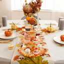 2 x 3 Tiers Thanksgiving Cupcake Stand Friendsgiving Decorations, Thanksgiving Day Turkey Maple Leaf Cardboard Cake Dessert Holder Tower Cookie Trays Decorations for Fall Decor Birthday Party Supplies