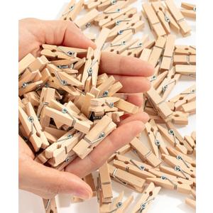 Mr. Pen- Mini Wooden Clothes Pins for Photo, 1.4 Inch, 132 Pack, Small Craft Clips for Card Making, Hanging Pictures, Party Favors, DIY Art Projects, Miniature Decorations, Durable Spring