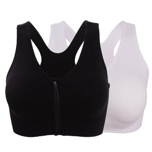 Women's Zipper Front Closure Sports Bra Racerback Yoga Bras L